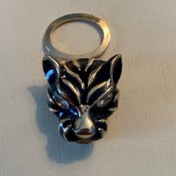 Vintage Michele Lynn Jaguar scarf clip enamel rhinestone on gold plate - Picture 7 of 9